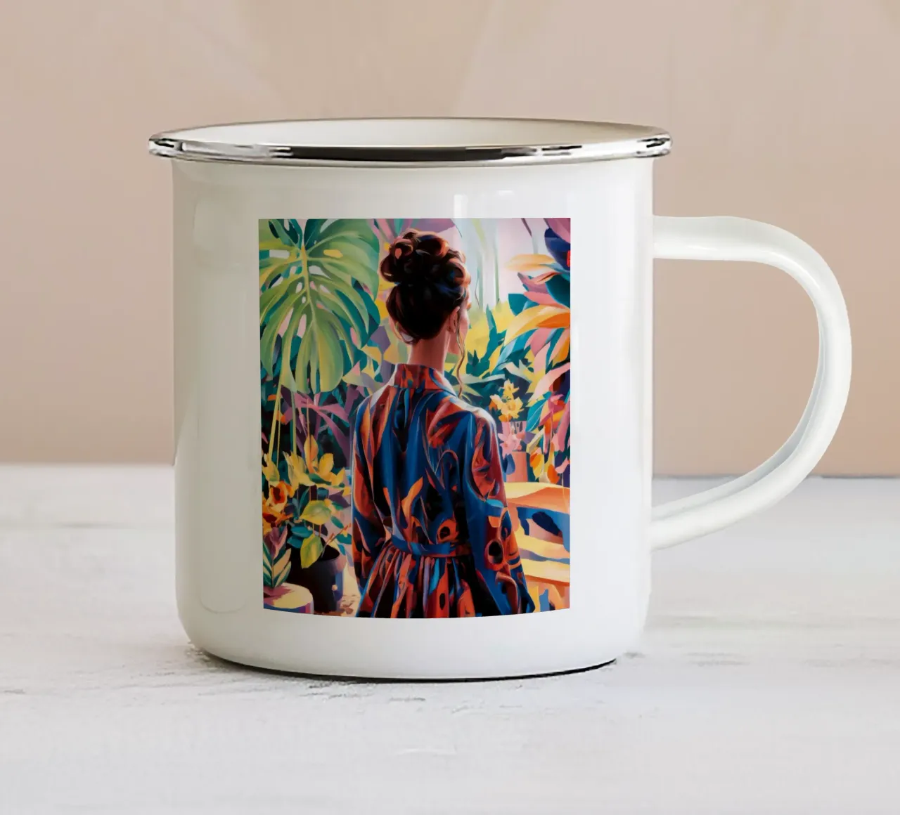 Momento di riflessione in giardino tazza in smalto da Ebony Carpenter