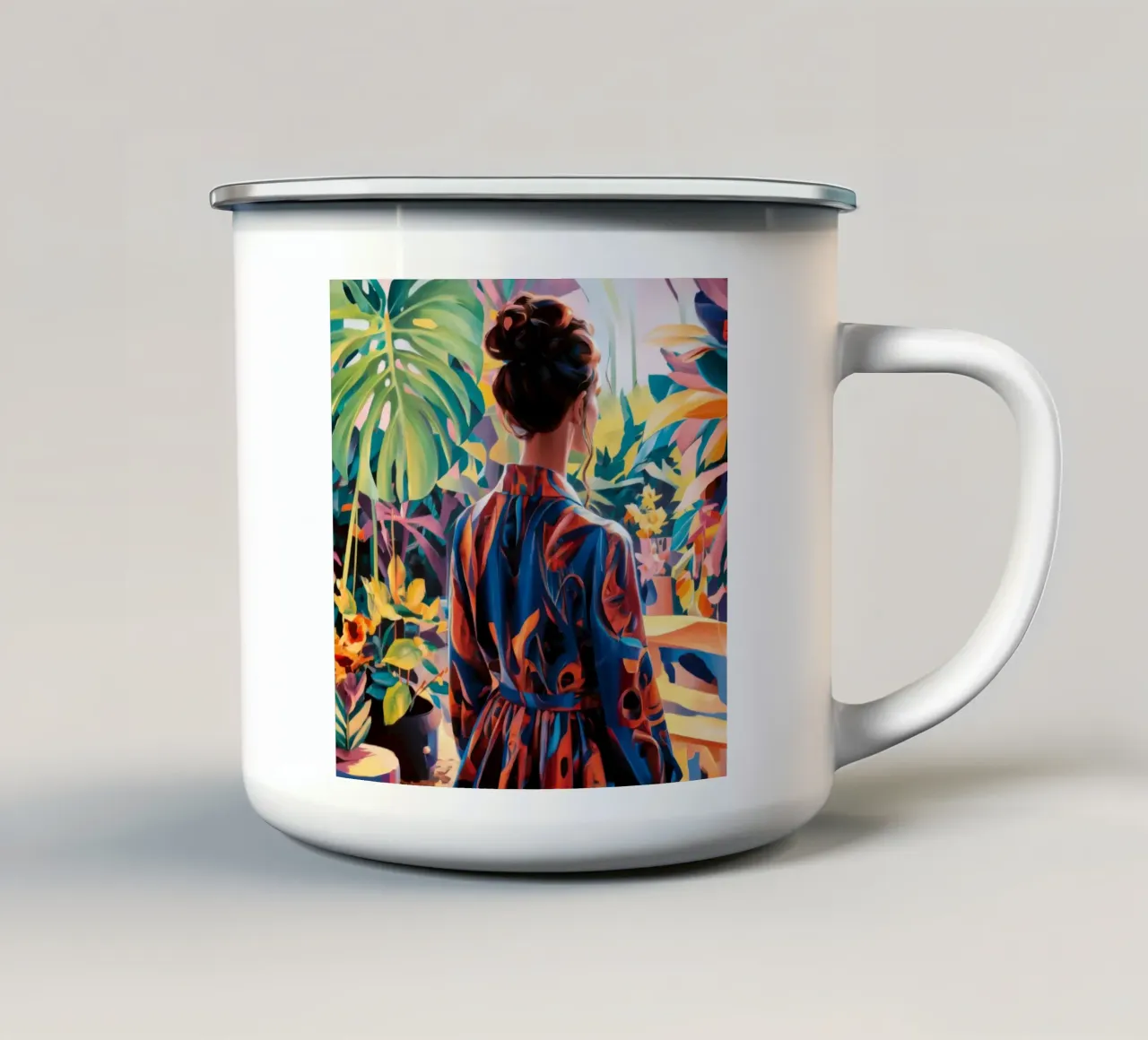 Momento di riflessione in giardino tazza in smalto da Ebony Carpenter