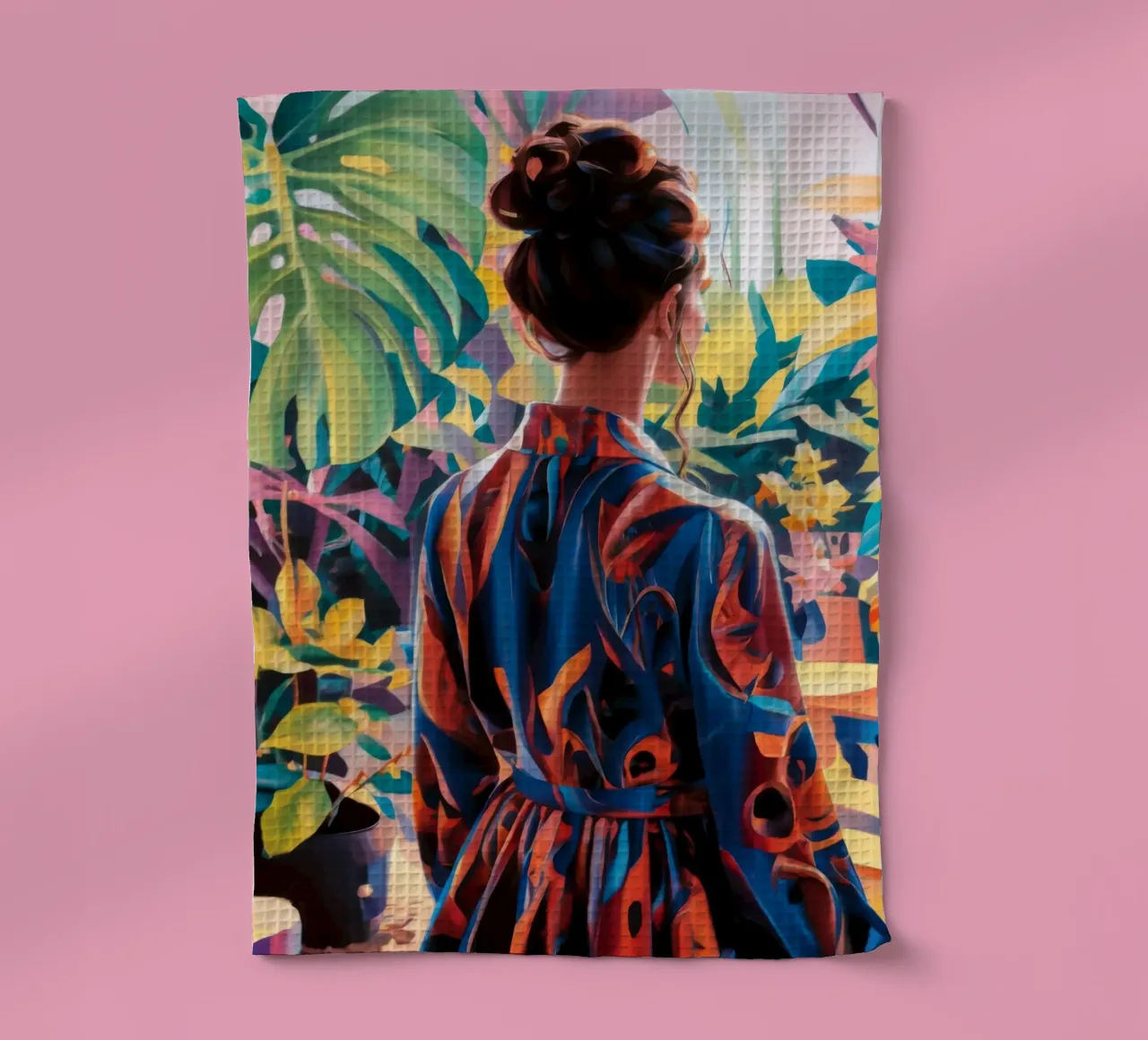 Reflective Garden Moment tea towel by Ebony Carpenter