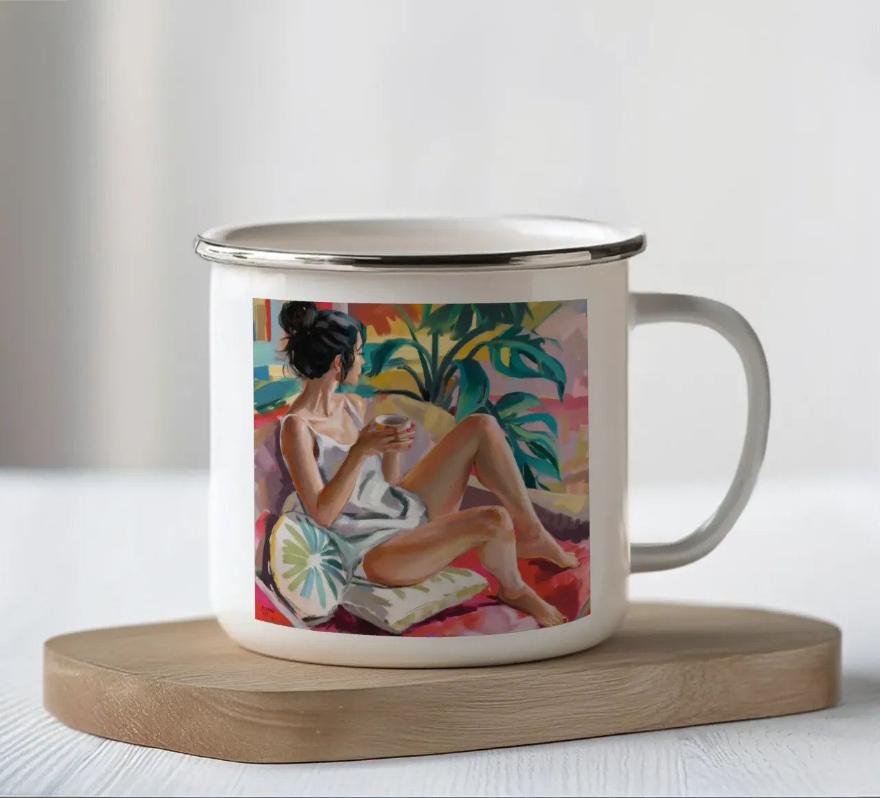 Fuga tropicale rilassata tazza in smalto da Ebony Carpenter