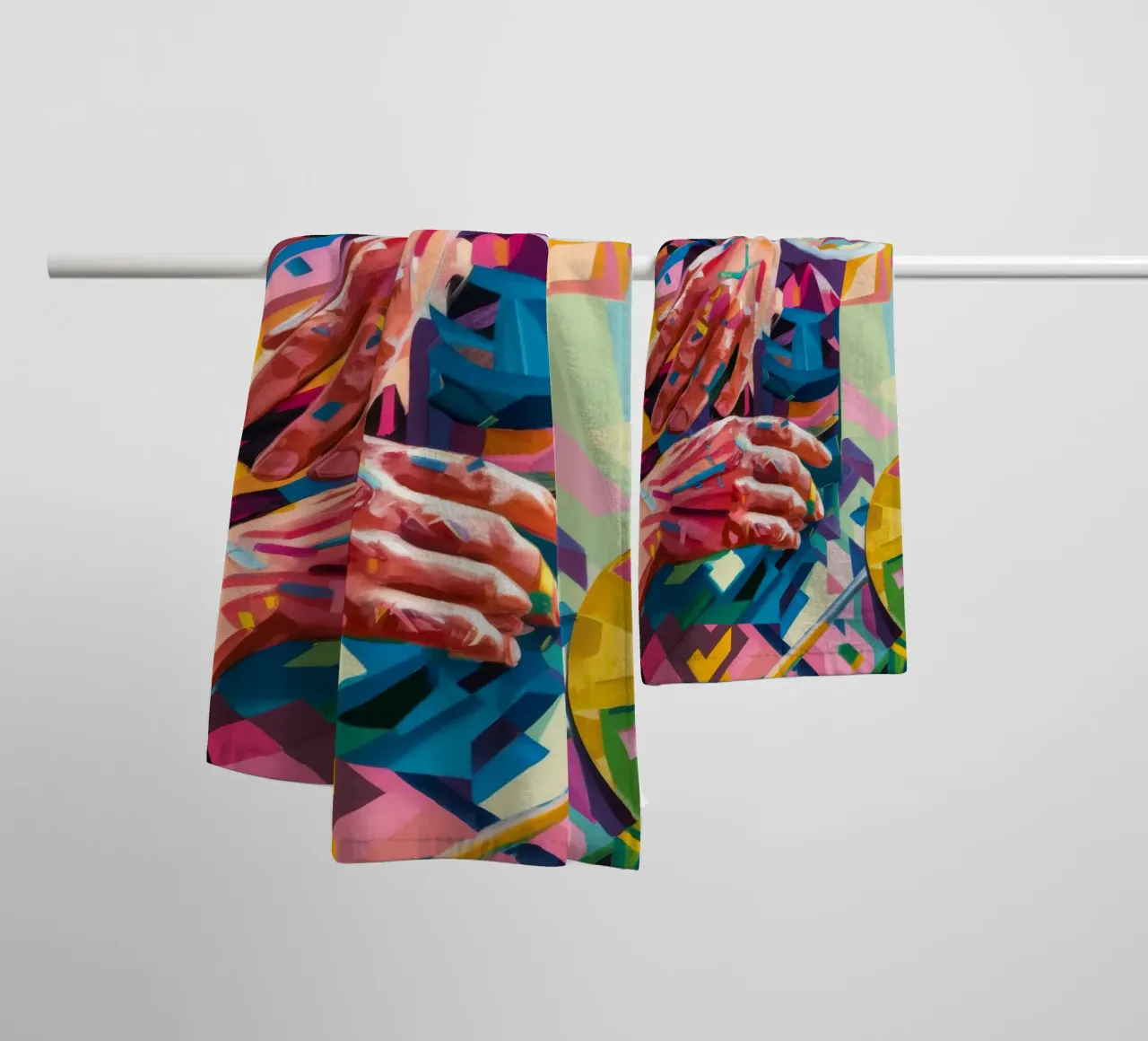 Hands of Creation towel by Ebony Carpenter
