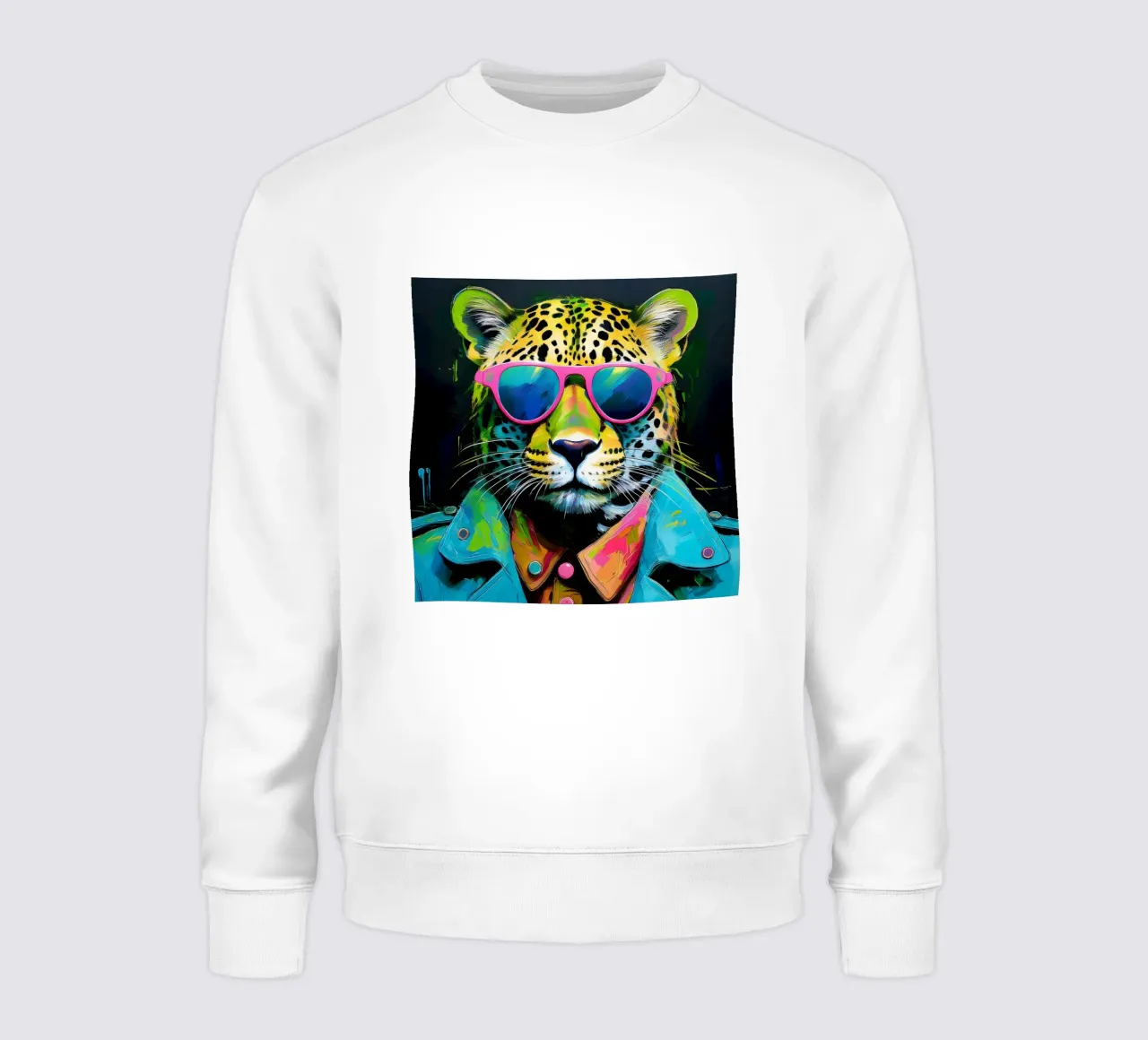 Leopard Pop Art con occhiali da sole in colori neon felpa da Take Your Art BV