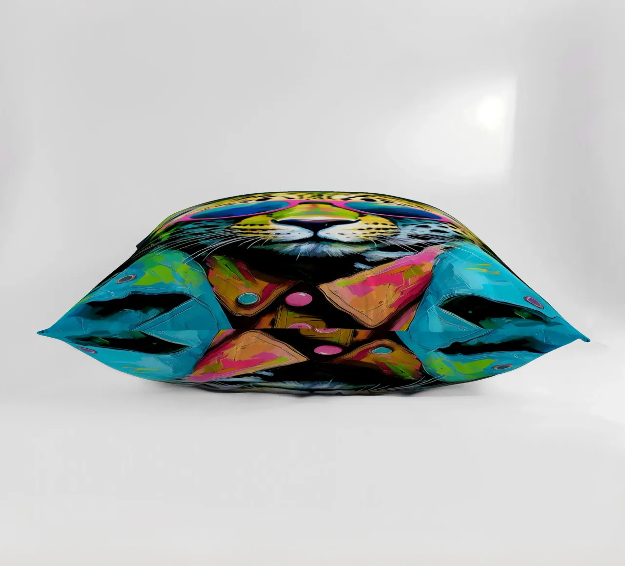 Leopard Pop Art con occhiali da sole in colori neon cuscino da Take Your Art BV