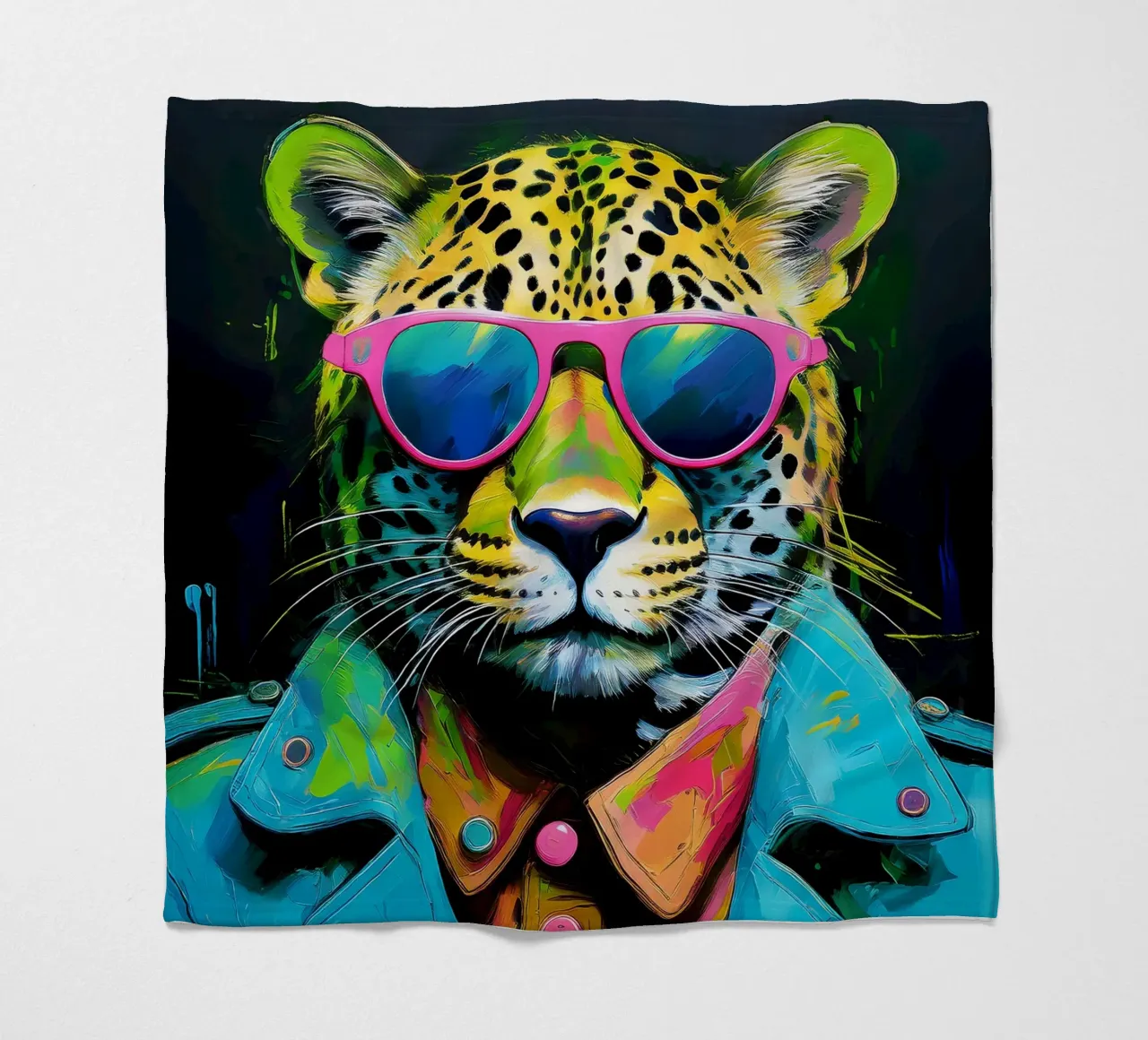 Leopard Pop Art con occhiali da sole in colori neon coperta in pile da Take Your Art BV