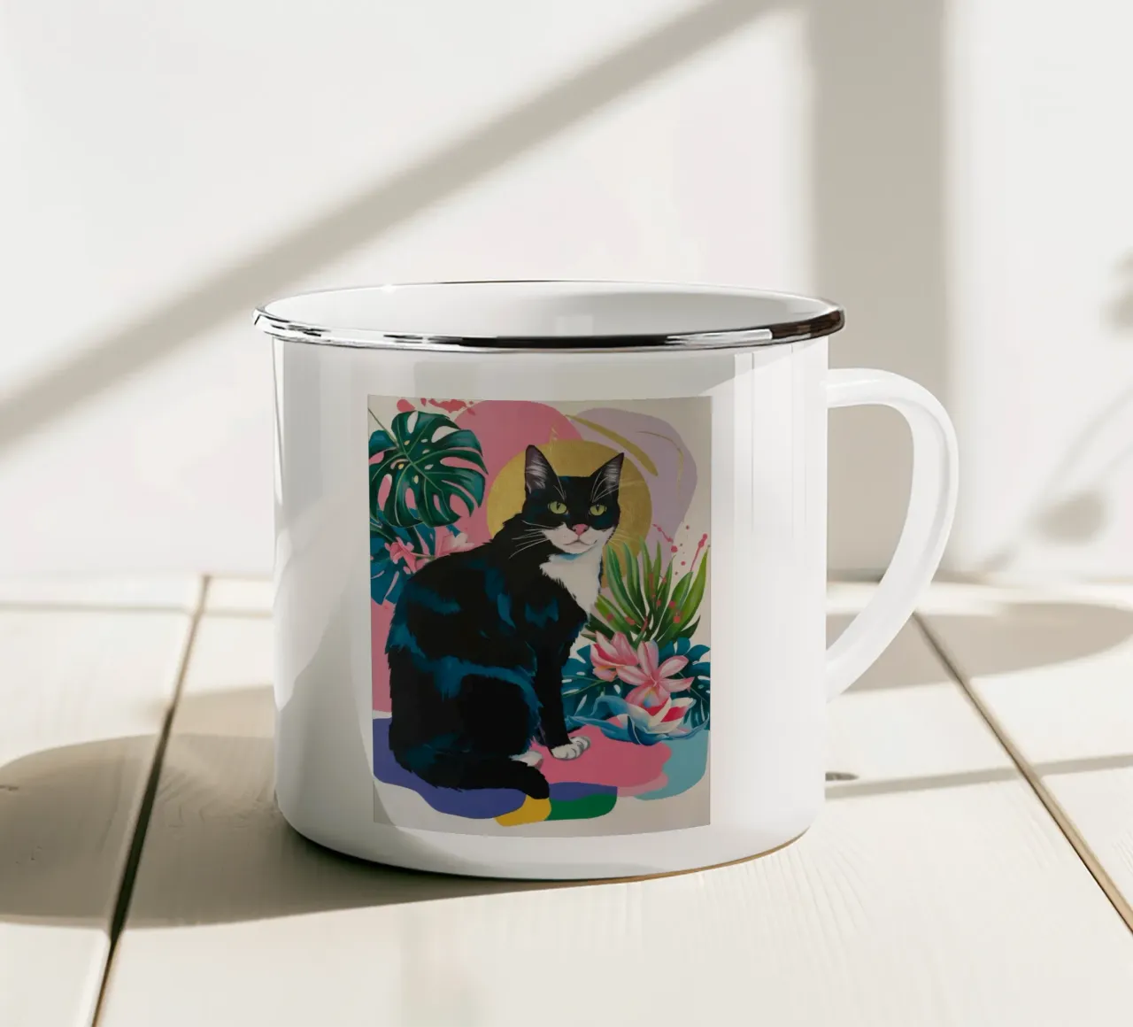Maestà felina tazza in smalto da Ebony Carpenter
