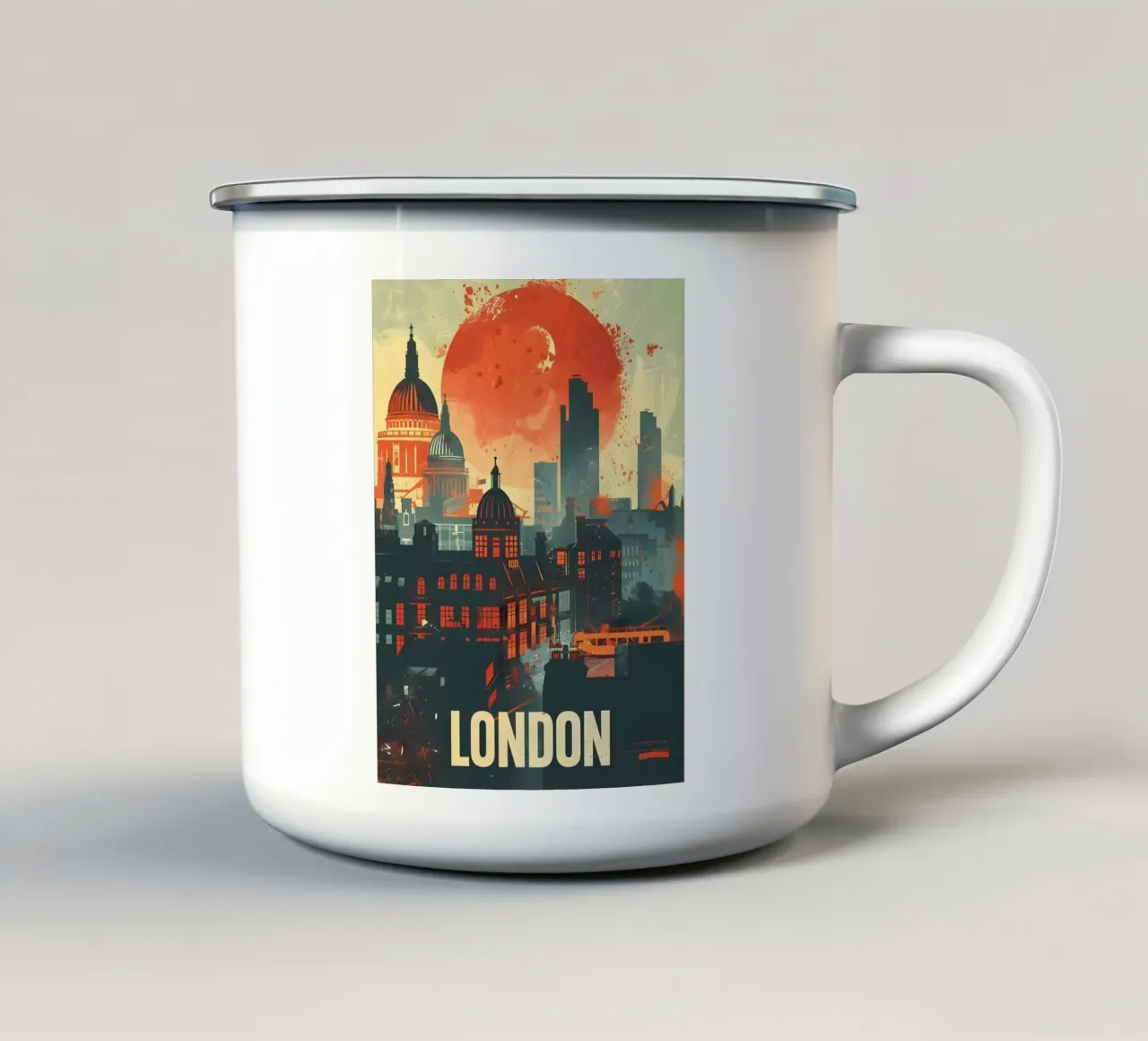 London vintage Kunst tazza in smalto da Vintage Travel Art