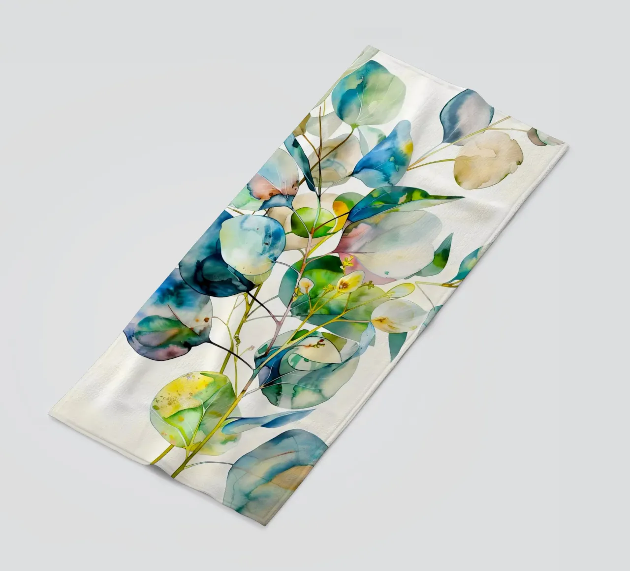 Eucalyptus leaves beach towel by Justyna Jaszke JBJart