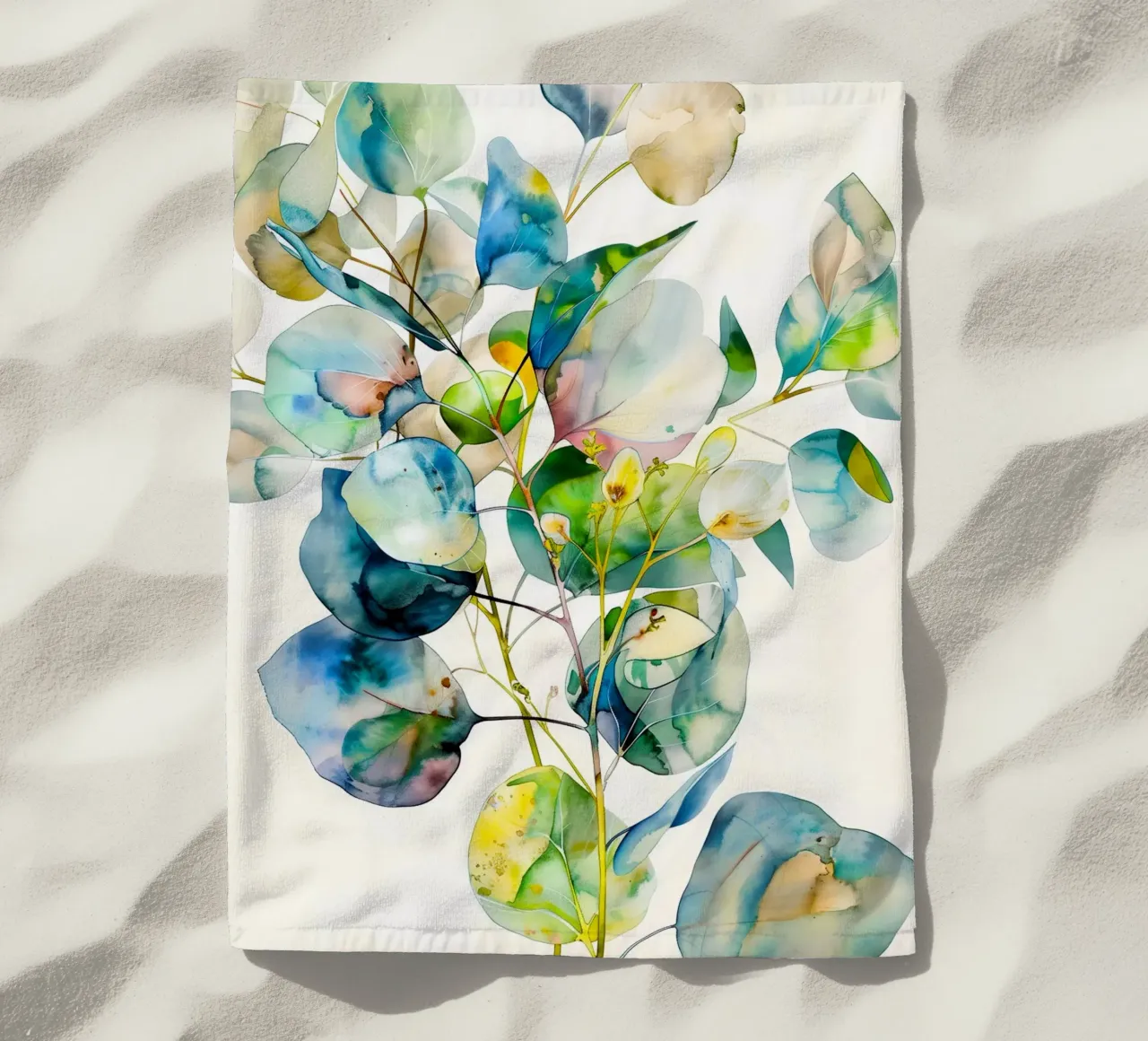 Eucalyptus leaves beach towel by Justyna Jaszke JBJart