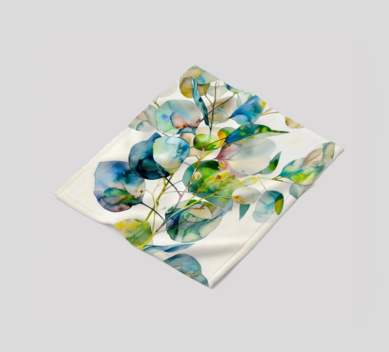 Eucalyptus leaves fleece blanket by Justyna Jaszke JBJart