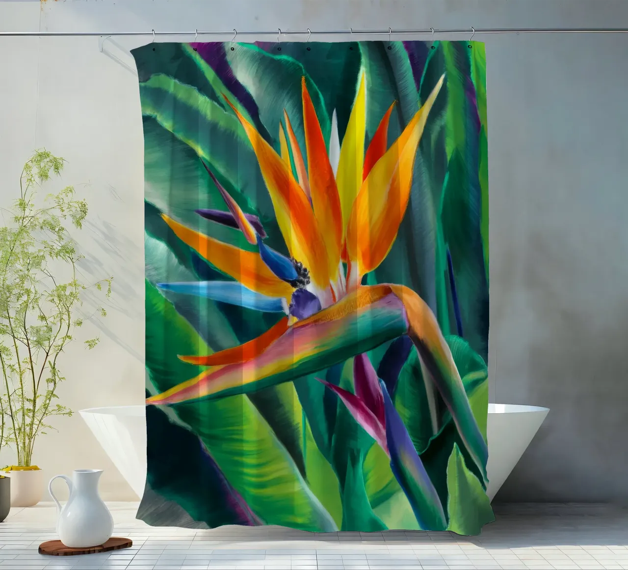 Paradijsvogel douchegordijn van Ebony Carpenter