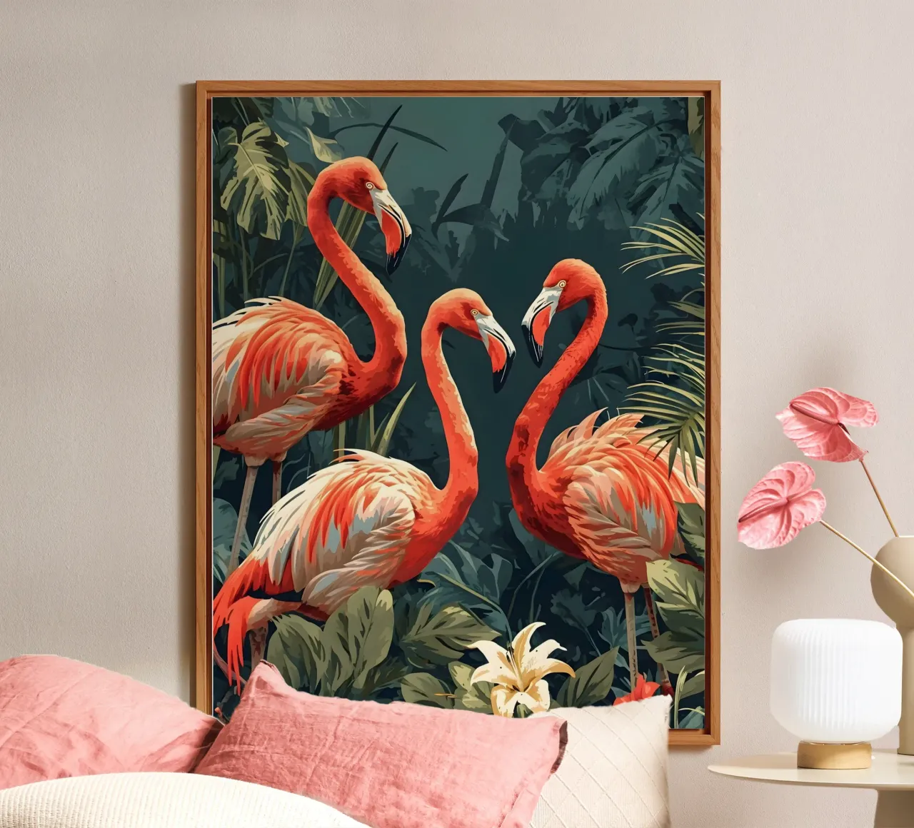 Flamingo vintage Portrait alluminio dibond da Vintage Travel Art