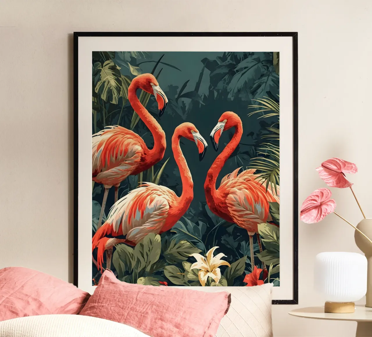 Flamingo vintage Portrait carta hahnemühle da Vintage Travel Art