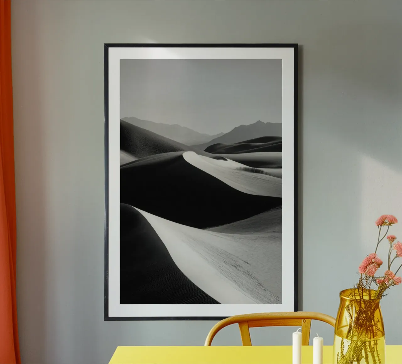 Paysage de dunes de sable noir et blanc poster de Indigo Tides Art