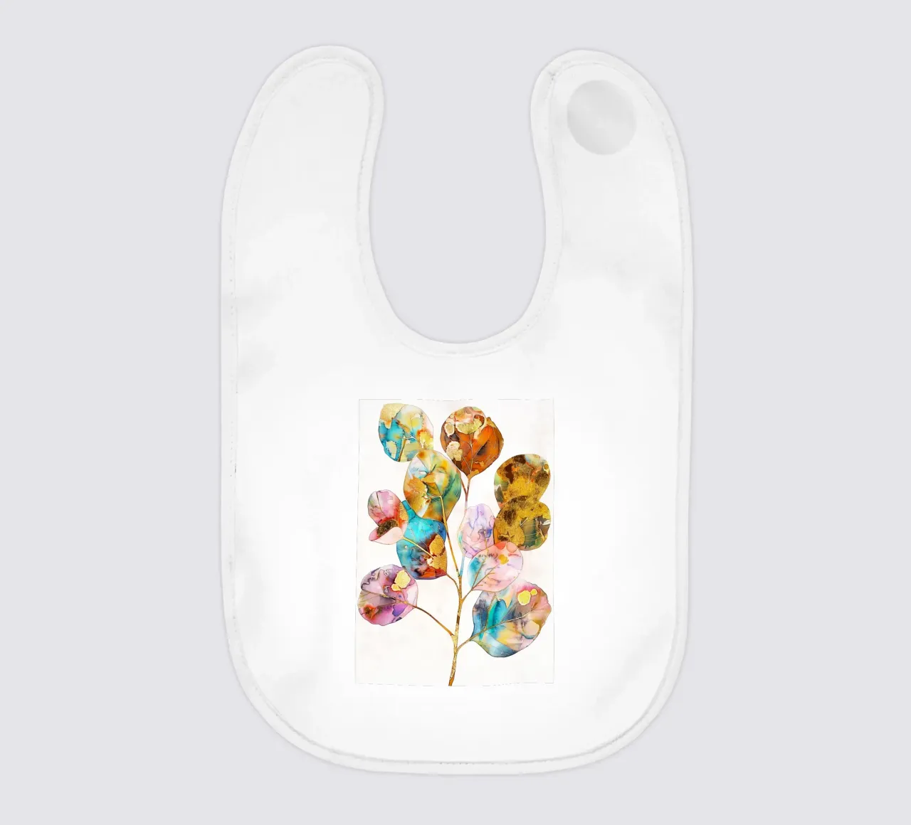 Eucalyptus colors leaves baby bib by Justyna Jaszke JBJart