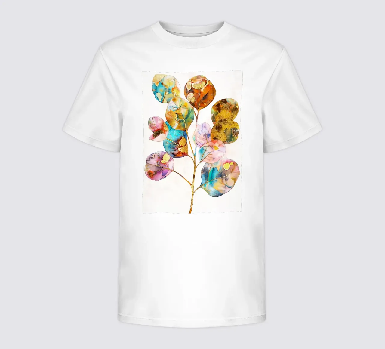 Eucalyptus colors leaves kids t-shirt by Justyna Jaszke JBJart