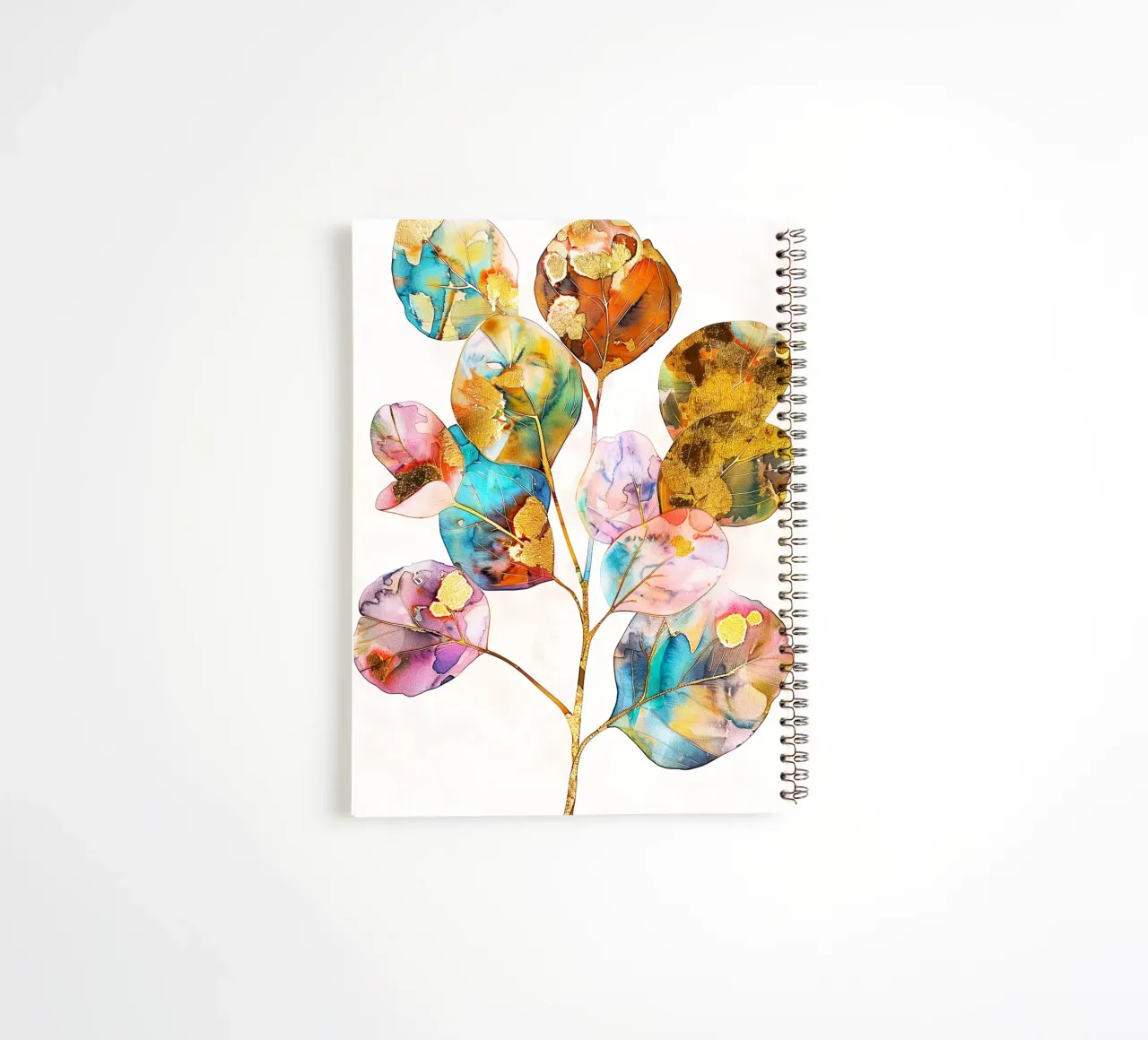 Eucalyptus colors leaves spiral notebook by Justyna Jaszke JBJart