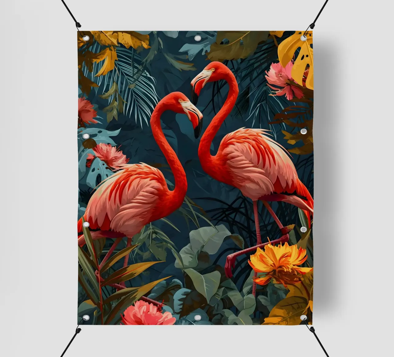 Flamingos Vintage Portrait telo in pvc da Vintage Travel Art