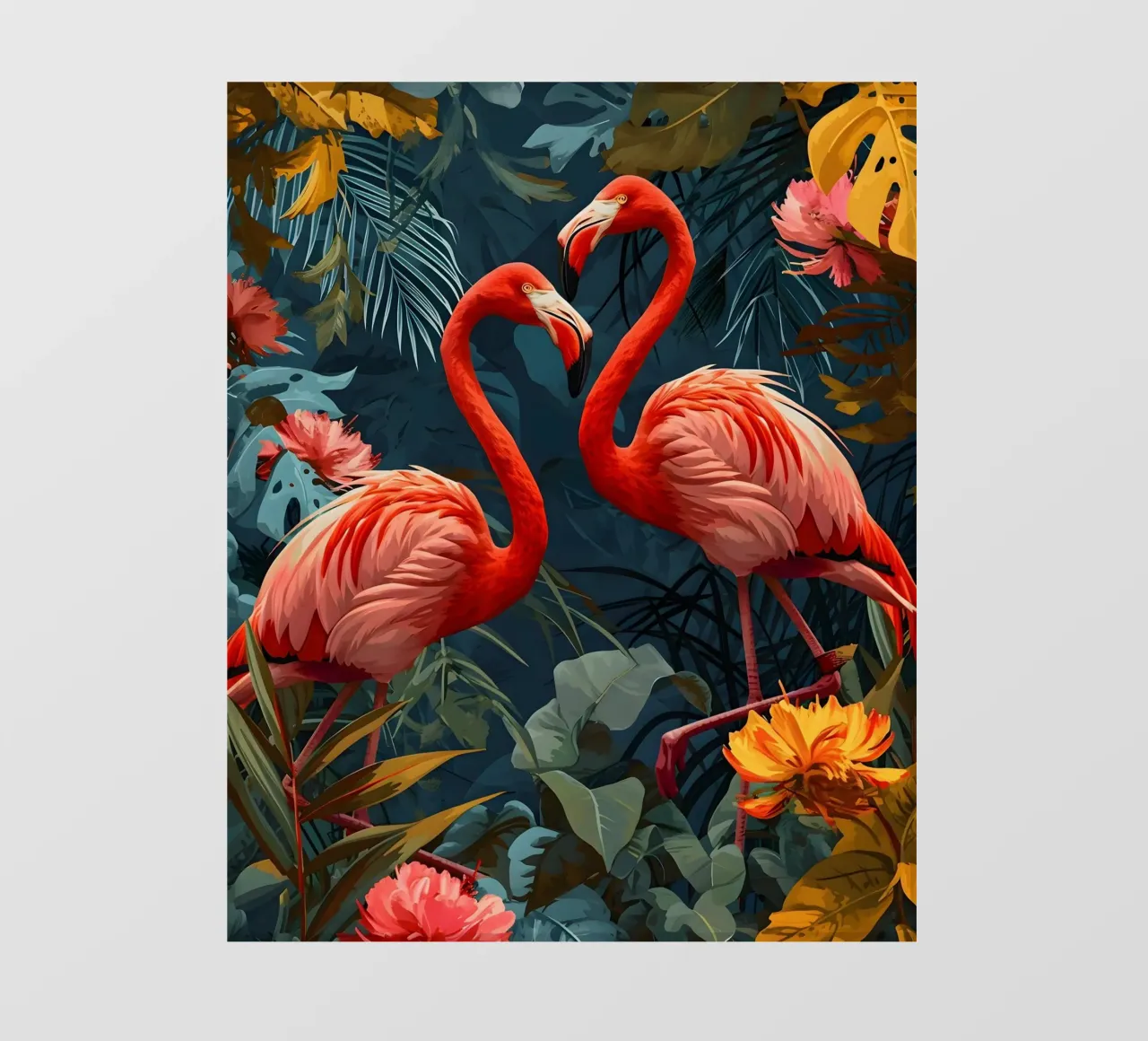 Flamingos Vintage Portrait telo in pvc da Vintage Travel Art