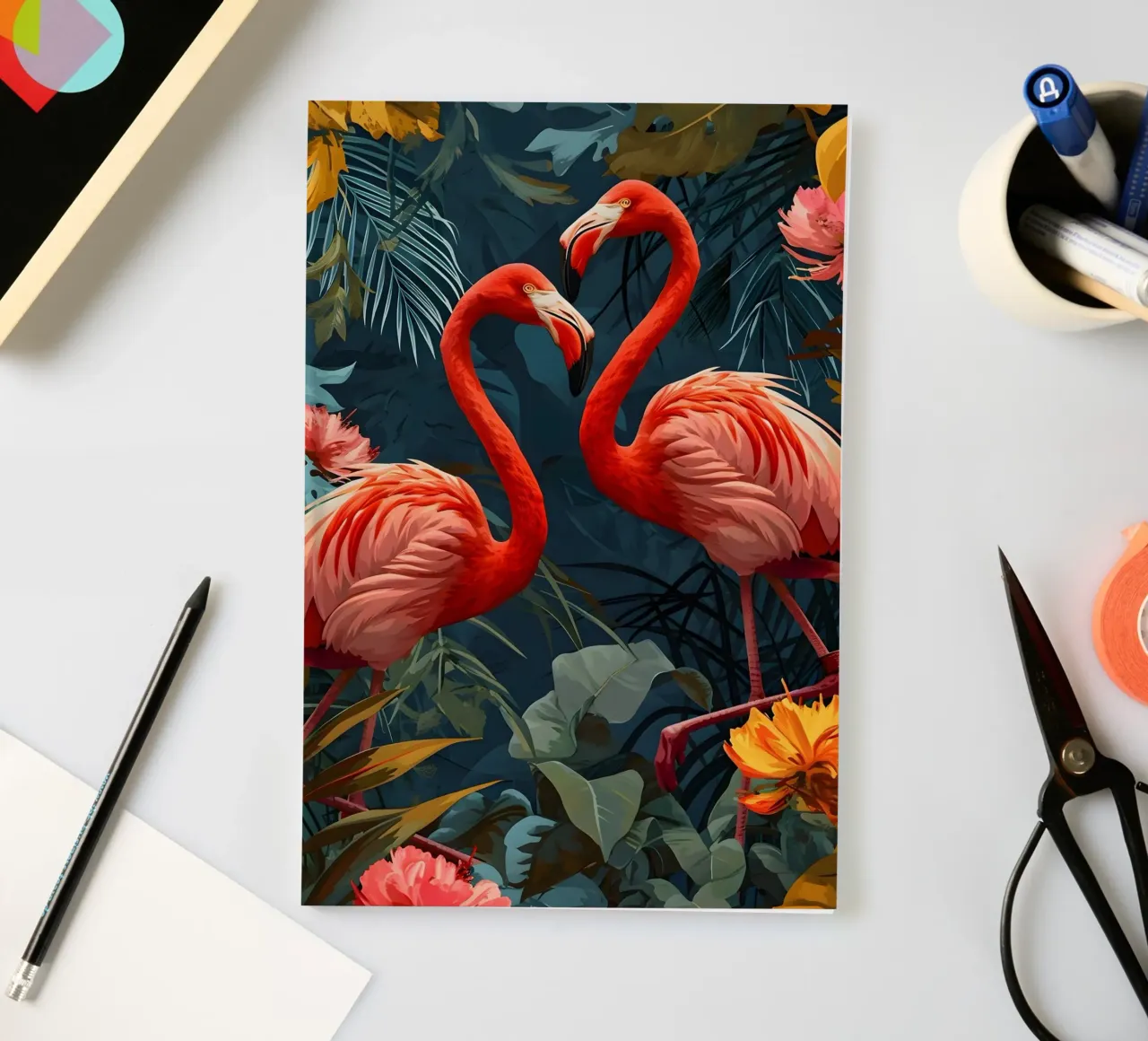 Flamingos Vintage Portrait diario da Vintage Travel Art