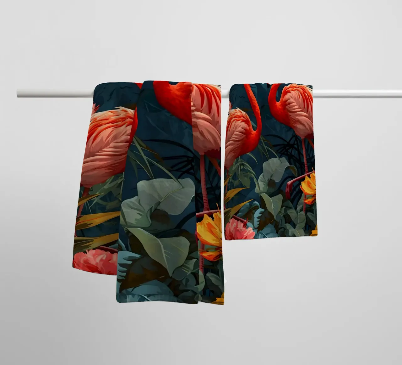 Flamingos Vintage Portrait asciugamano da bagno da Vintage Travel Art