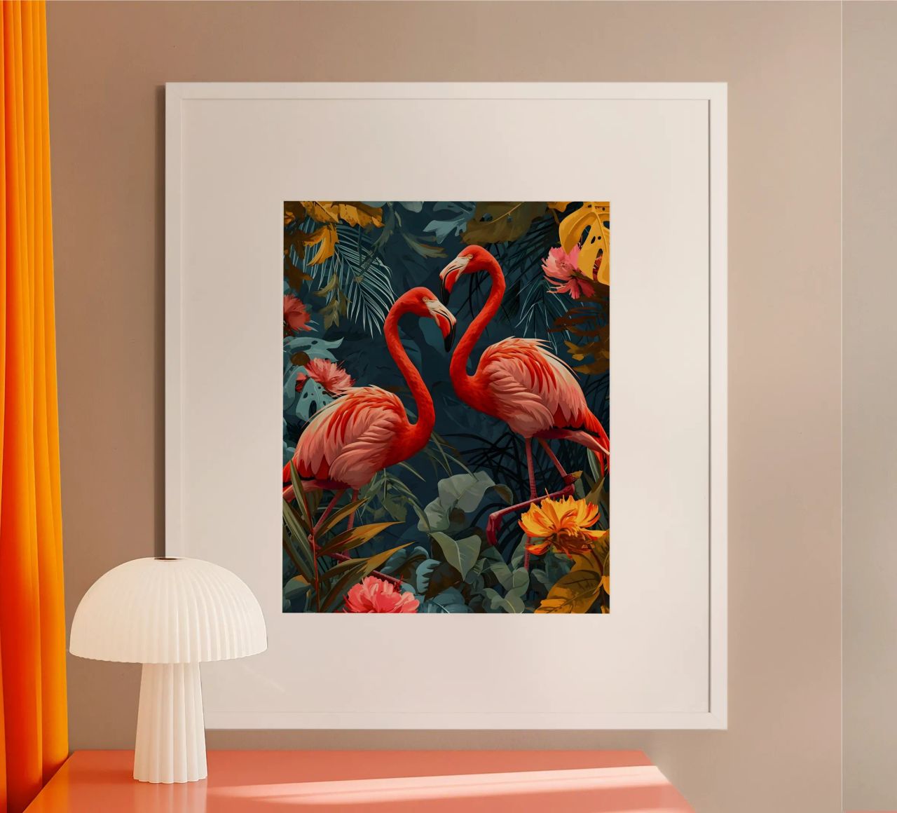 Flamingos Vintage Portrait poster de Vintage Travel Art