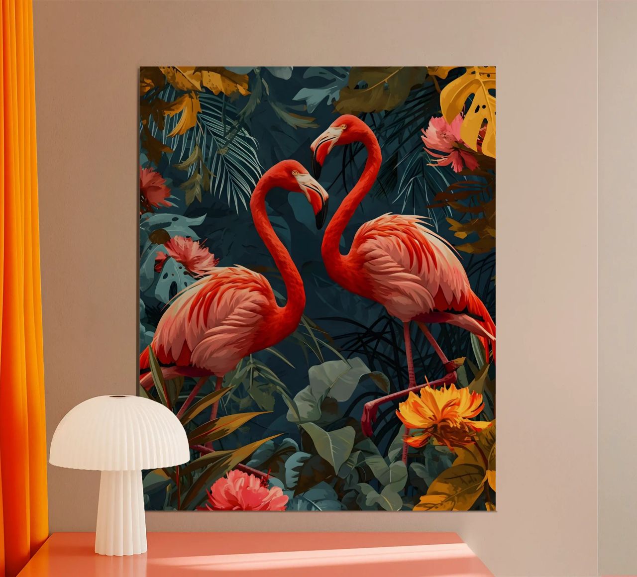 Flamingos Vintage Portrait poster de Vintage Travel Art
