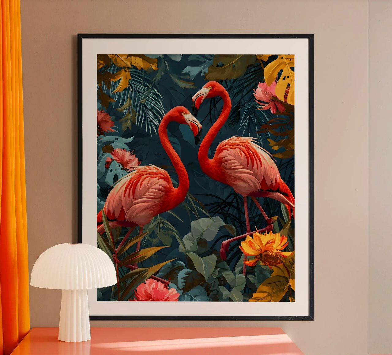 Flamingos Vintage Portrait poster de Vintage Travel Art