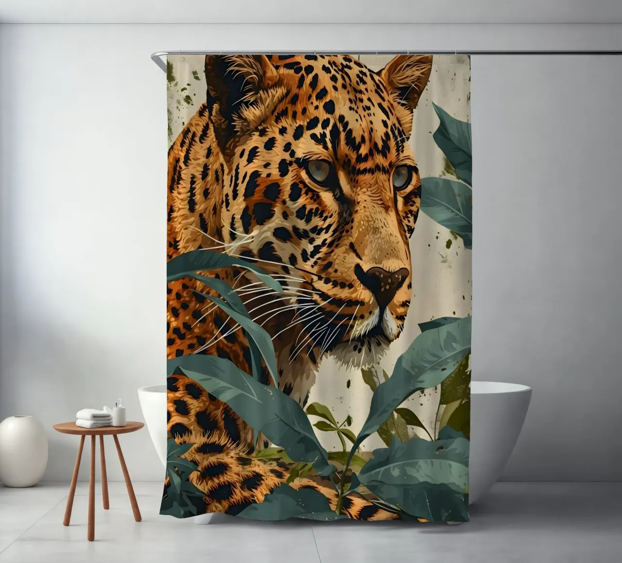 Leopard vintage Porträt shower curtain by Vintage Travel Art