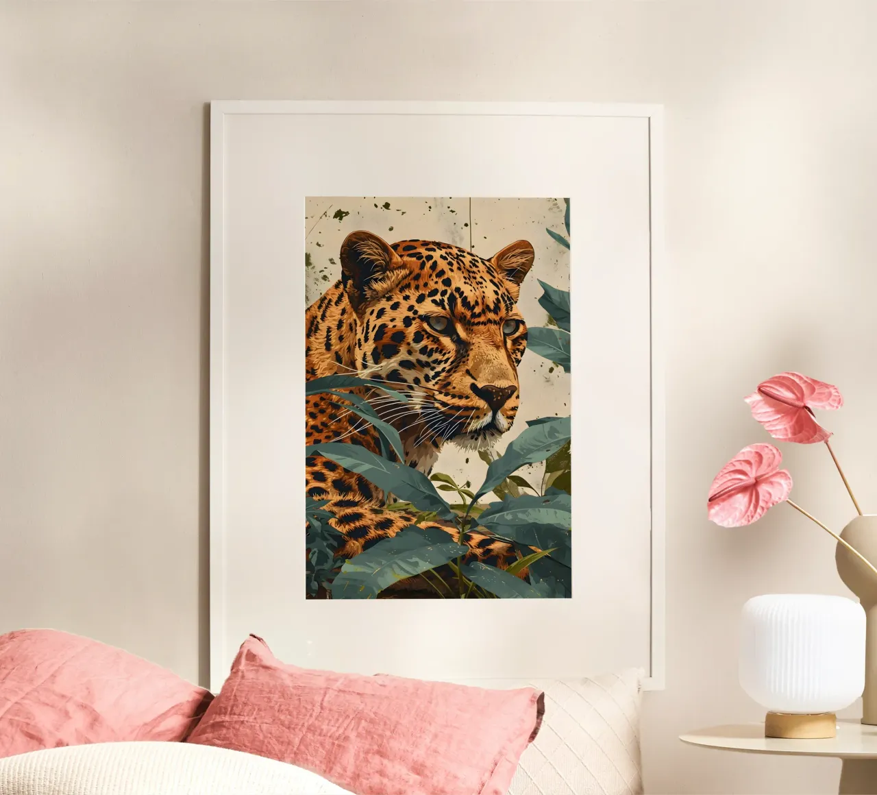 Leopard vintage Porträt poster con telaio in alluminio da Vintage Travel Art