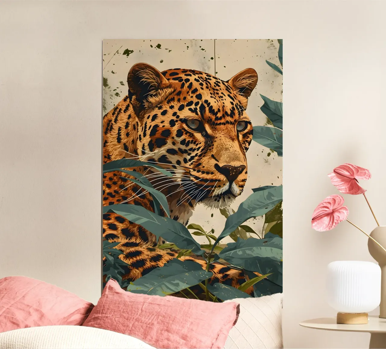 Leopard vintage Porträt poster con telaio in alluminio da Vintage Travel Art