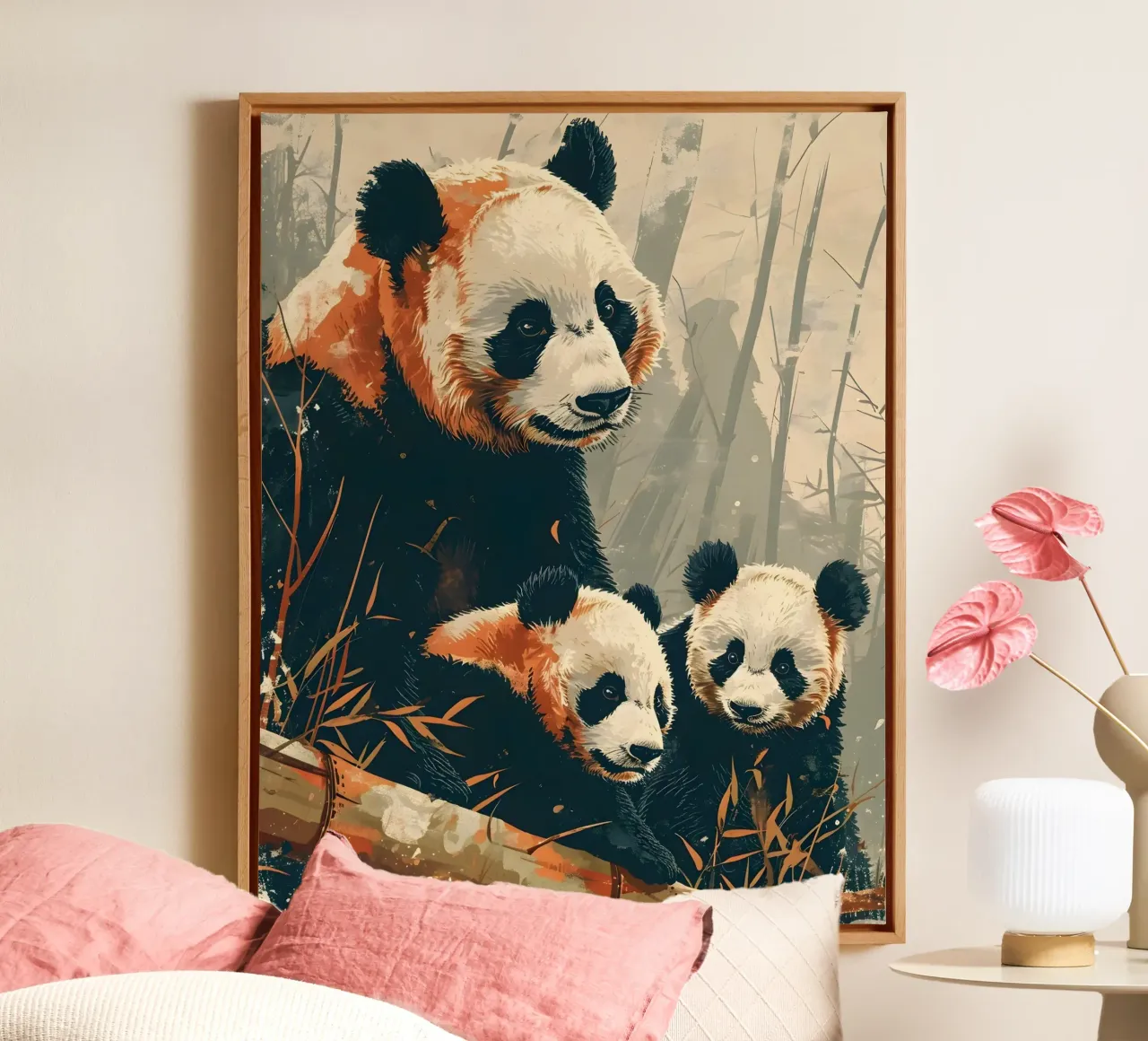 Panda Vintage Kunst tela con Cornice a cassetta da Vintage Travel Art