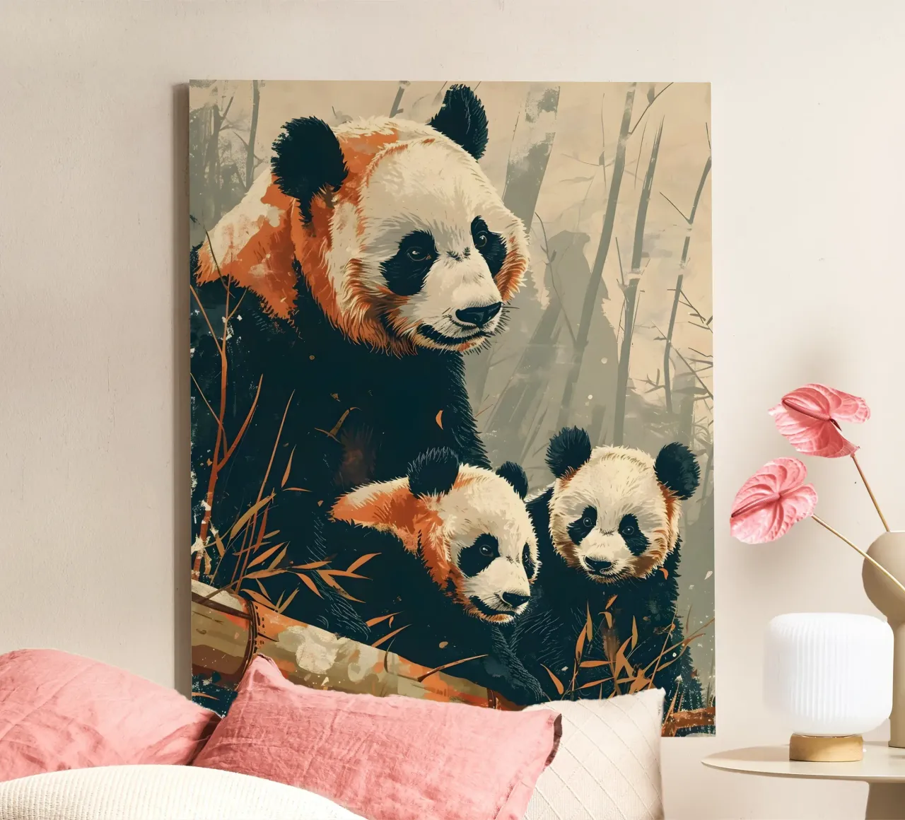 Panda Vintage Kunst tela con Cornice a cassetta da Vintage Travel Art