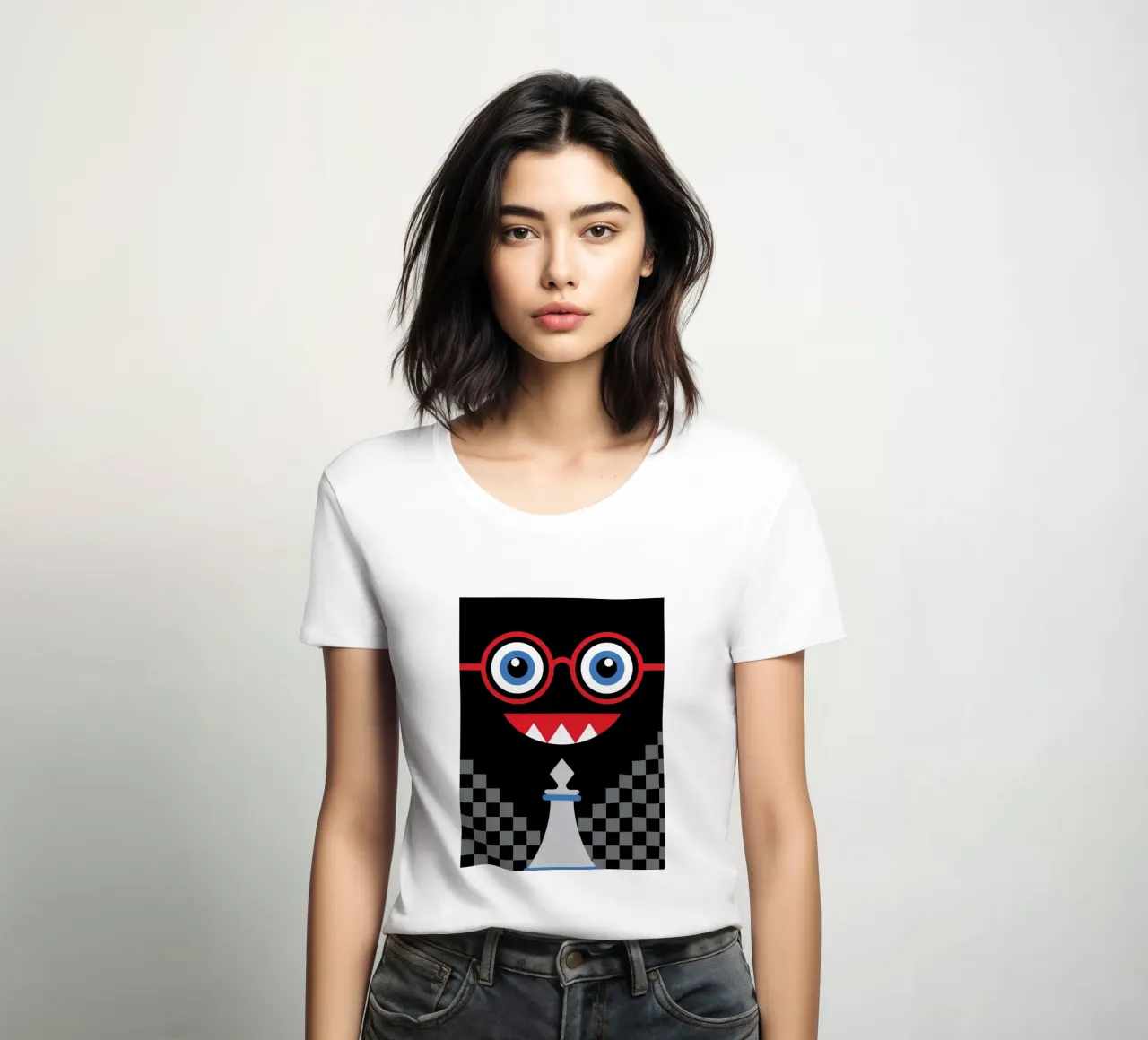 Emoticon e scacchi t-shirt da donna da LOOK DIFFERENT