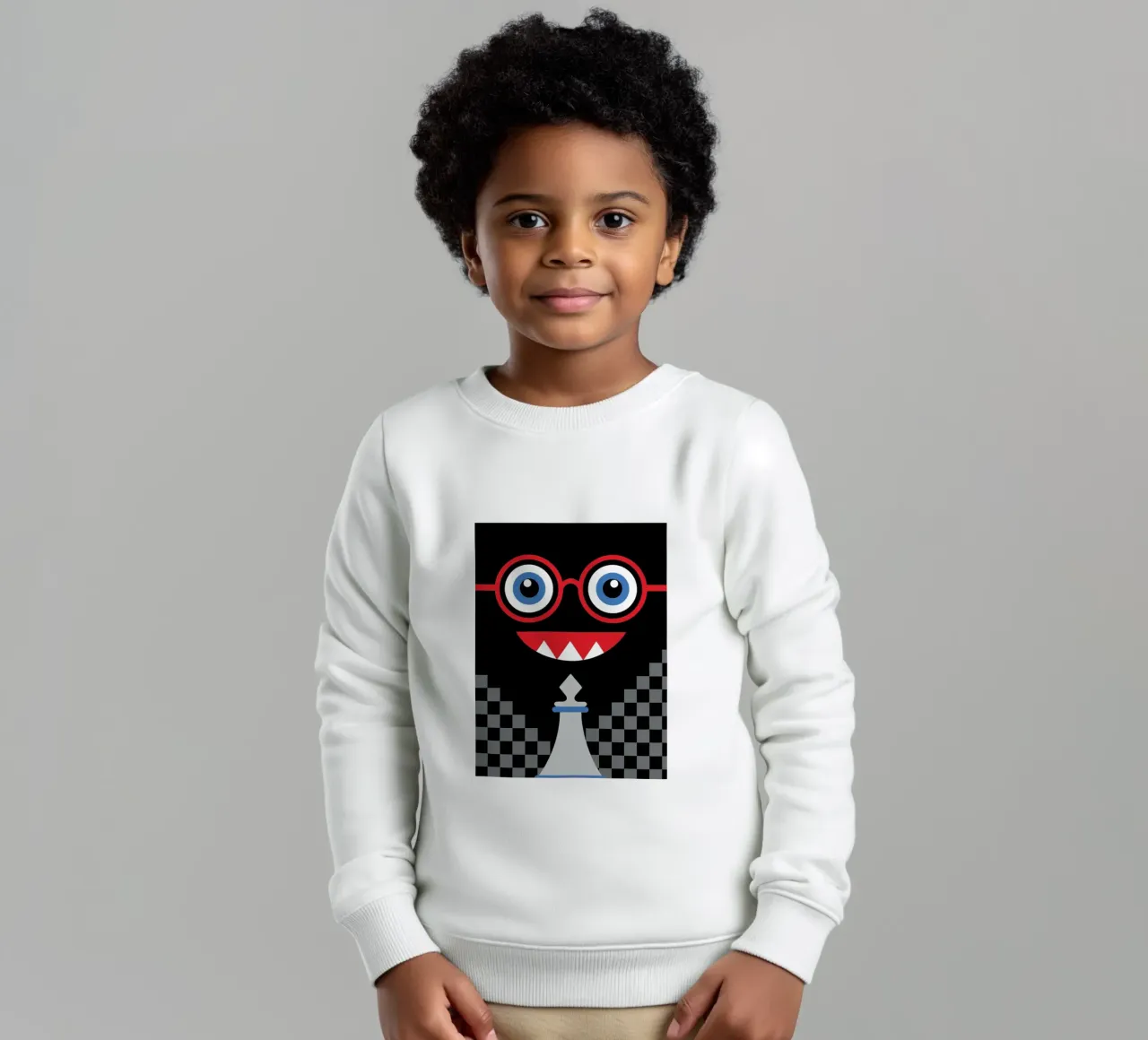 Emoticon e scacchi felpa bambino da LOOK DIFFERENT