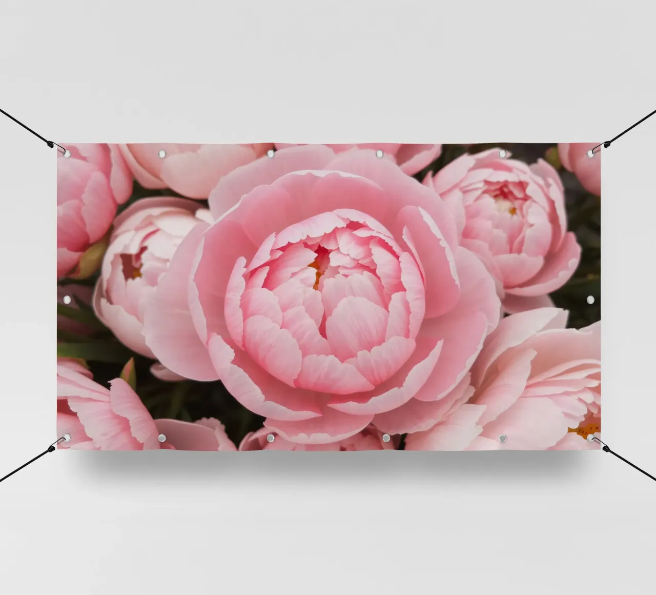 Bellissime peonie rosa in piena fioritura che mettono in mostra un'arte delicata telo in pvc da DesignDoodle