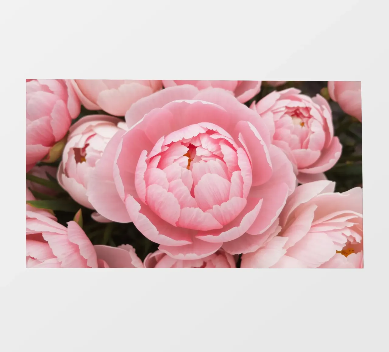 Bellissime peonie rosa in piena fioritura che mettono in mostra un'arte delicata telo in pvc da DesignDoodle