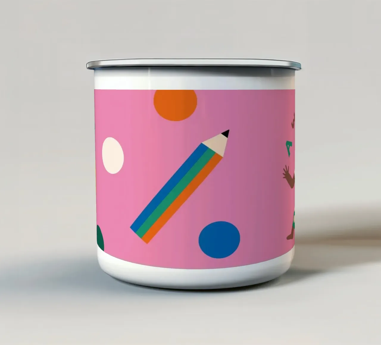 Evviva Schulkind! (rosa) tazza in smalto da Susann Stefanizen