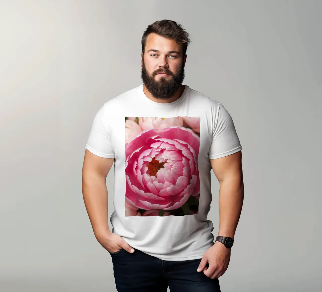 Splendide peonie rosa fioriscono in un giardino in primavera t-shirt da DesignDoodle