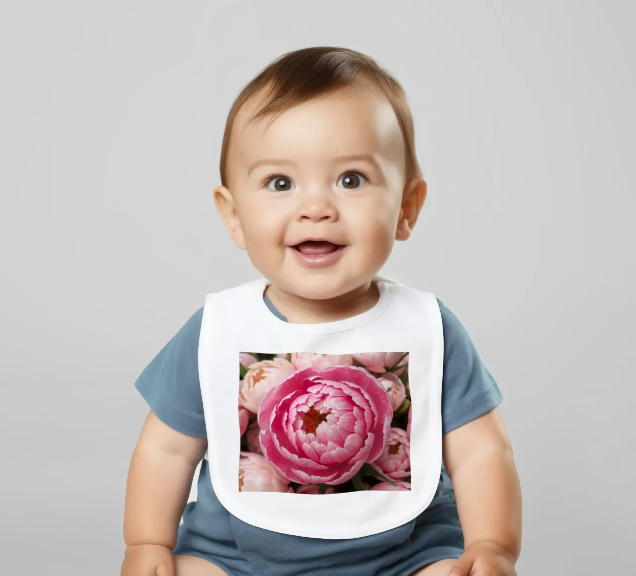 Splendide peonie rosa fioriscono in un giardino in primavera bavaglino da DesignDoodle