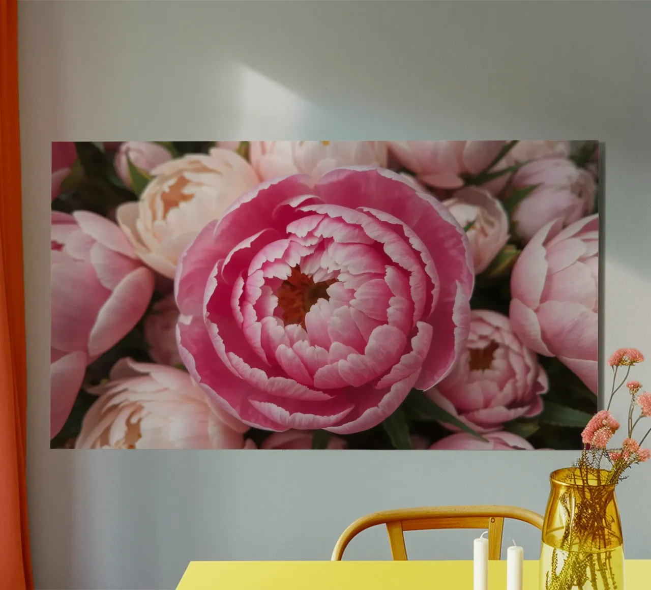 Splendide peonie rosa fioriscono in un giardino in primavera alluminio dibond da DesignDoodle