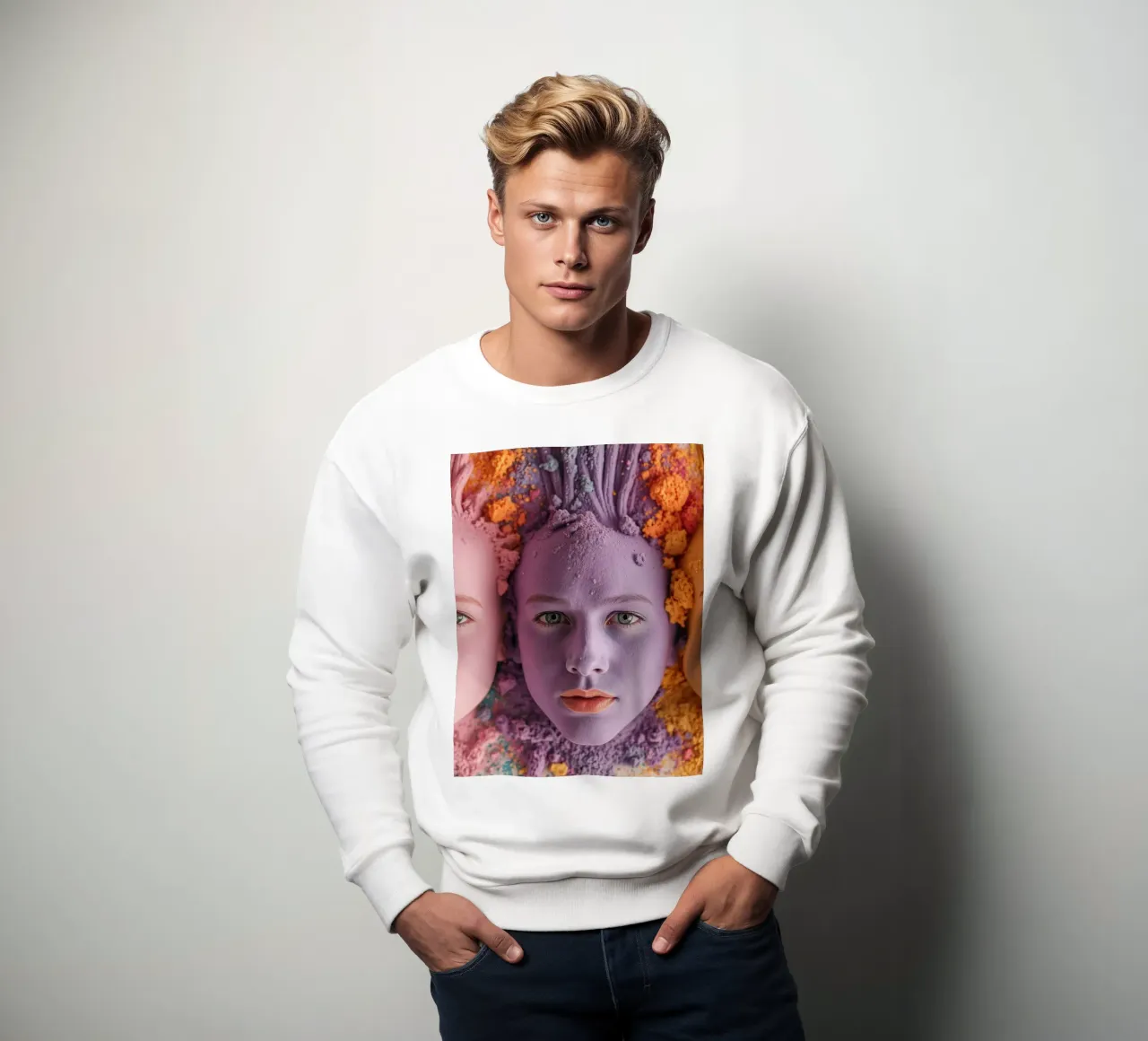 Polveri colorate espressione artistica con volti coperti felpa da DesignDoodle