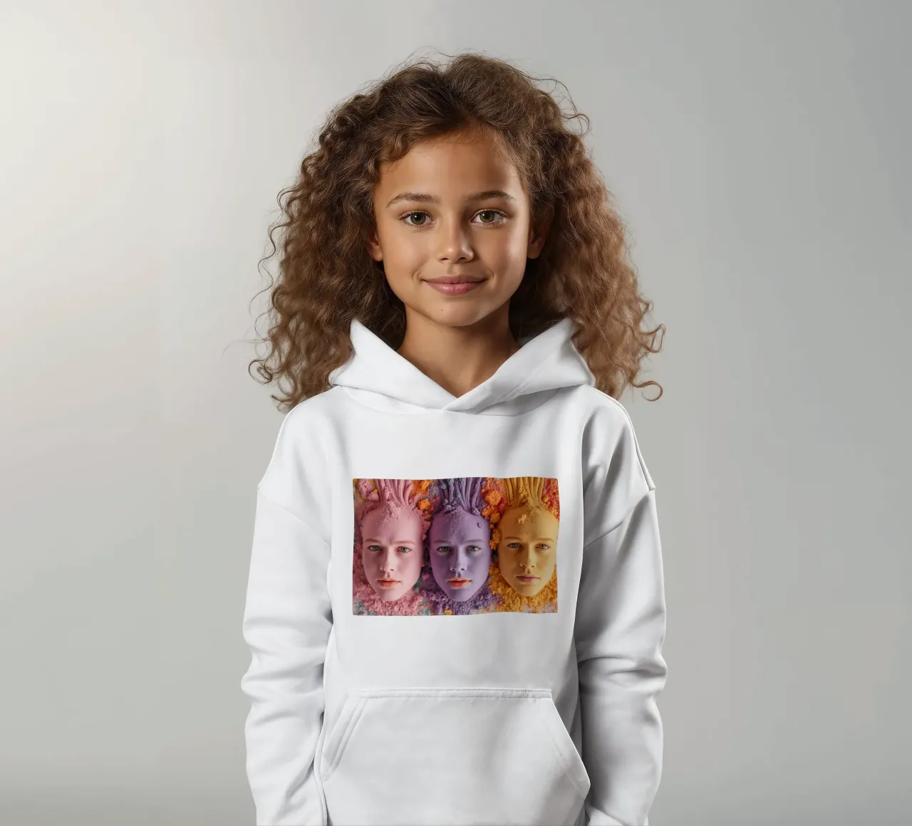 Polveri colorate espressione artistica con volti coperti felpa bambino con cappuccio da DesignDoodle