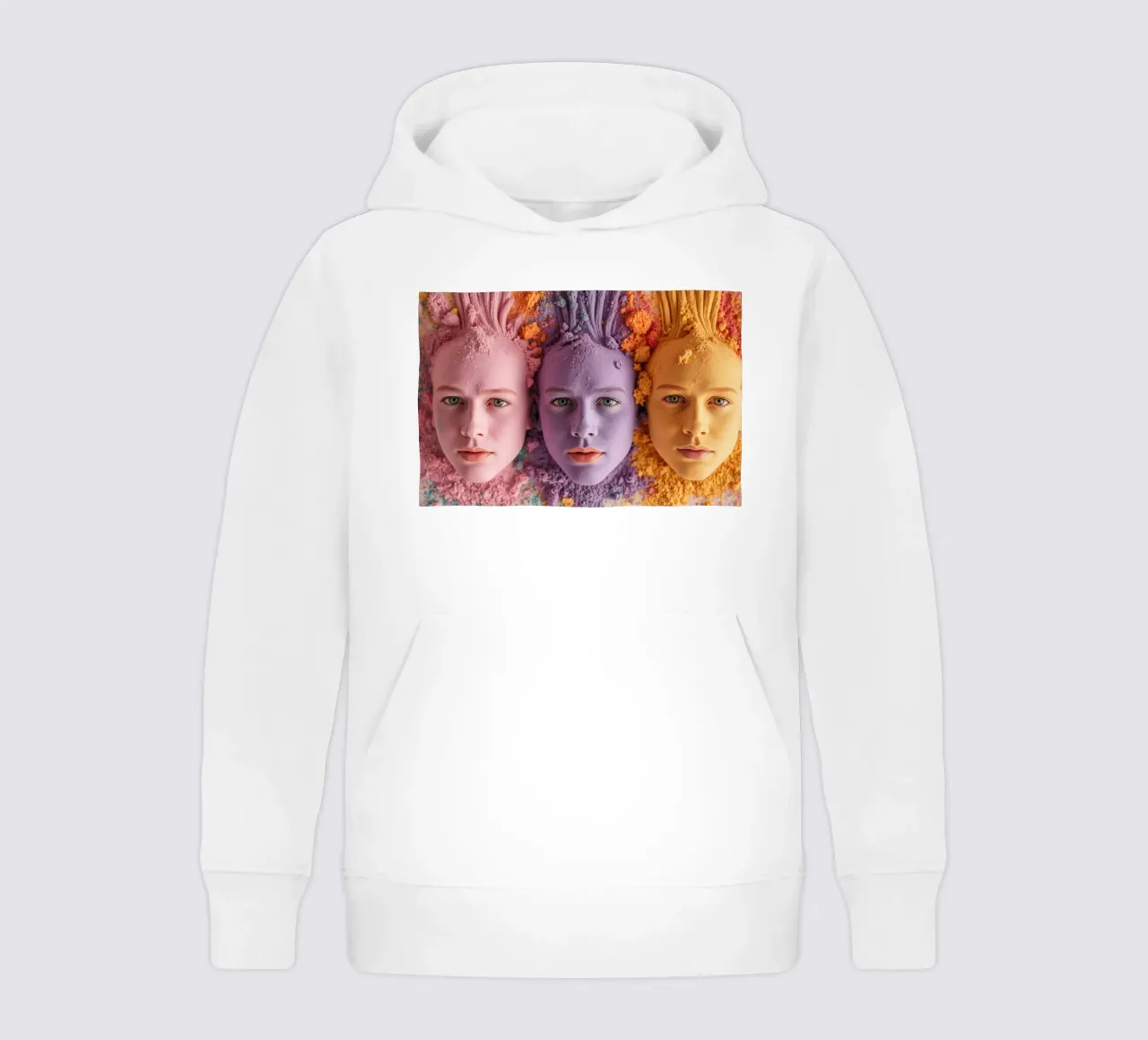 Colorful powders artistic expression with faces covered kids hoodie by DesignDoodle