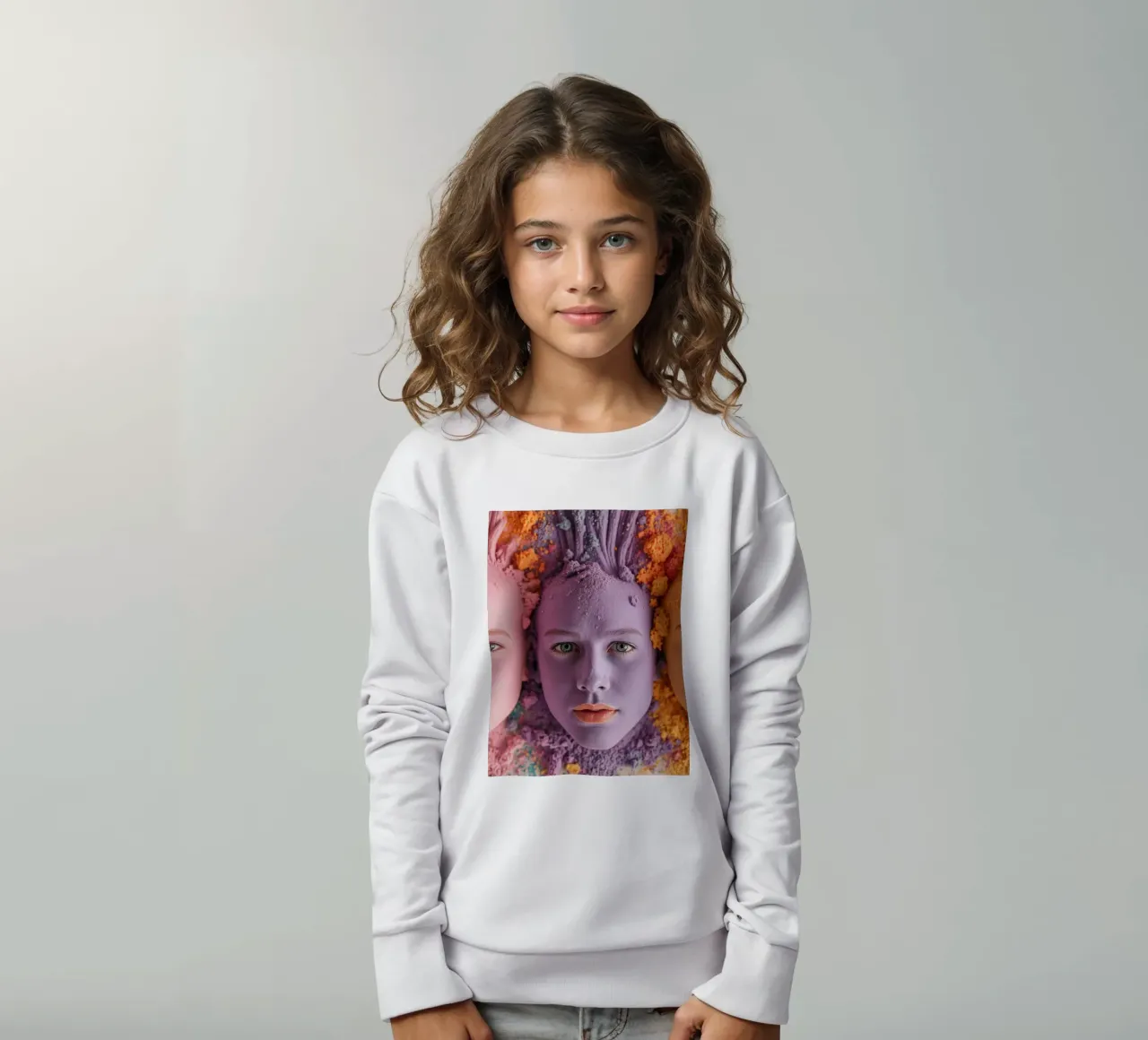 Poudres colorées expression artistique à visage couvert sweat enfant de DesignDoodle