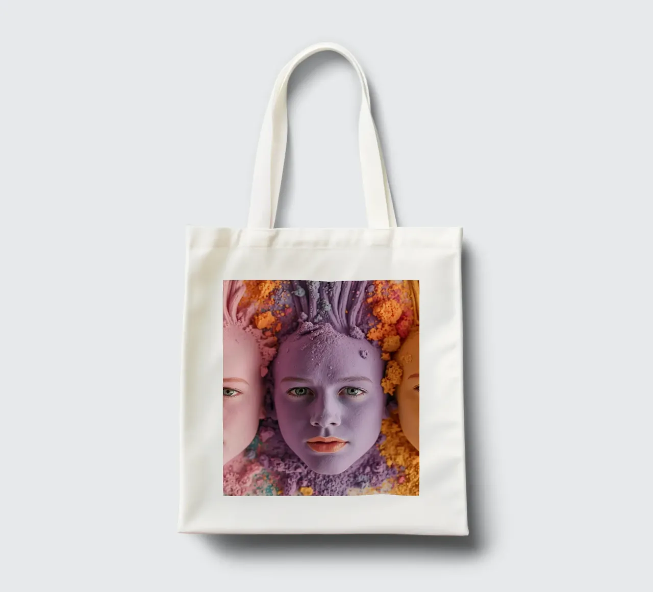 Polveri colorate espressione artistica con volti coperti borsa in juta da DesignDoodle