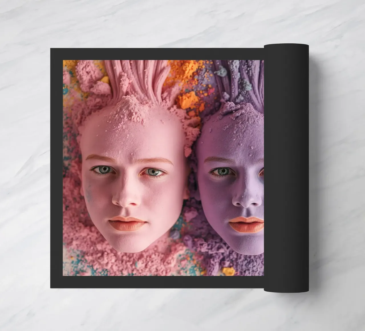 Polveri colorate espressione artistica con volti coperti zerbino da DesignDoodle