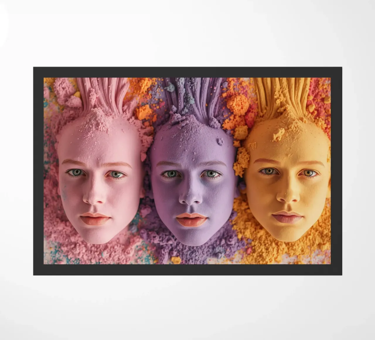 Polveri colorate espressione artistica con volti coperti zerbino da DesignDoodle