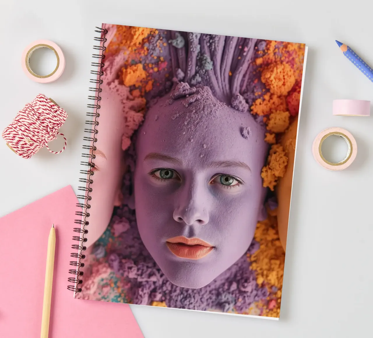 Polveri colorate espressione artistica con volti coperti diario ad anelli da DesignDoodle