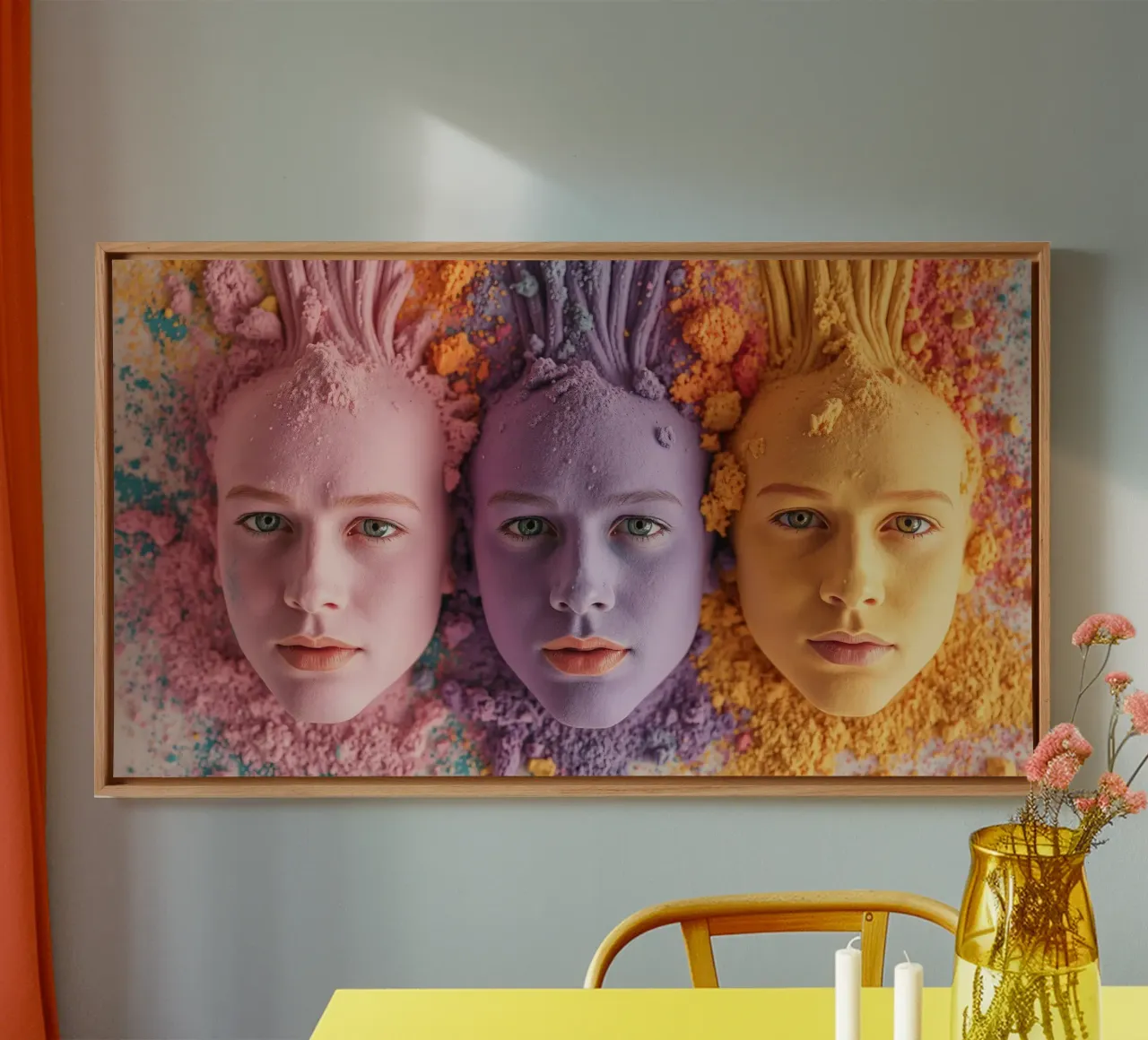 Polveri colorate espressione artistica con volti coperti tela da DesignDoodle