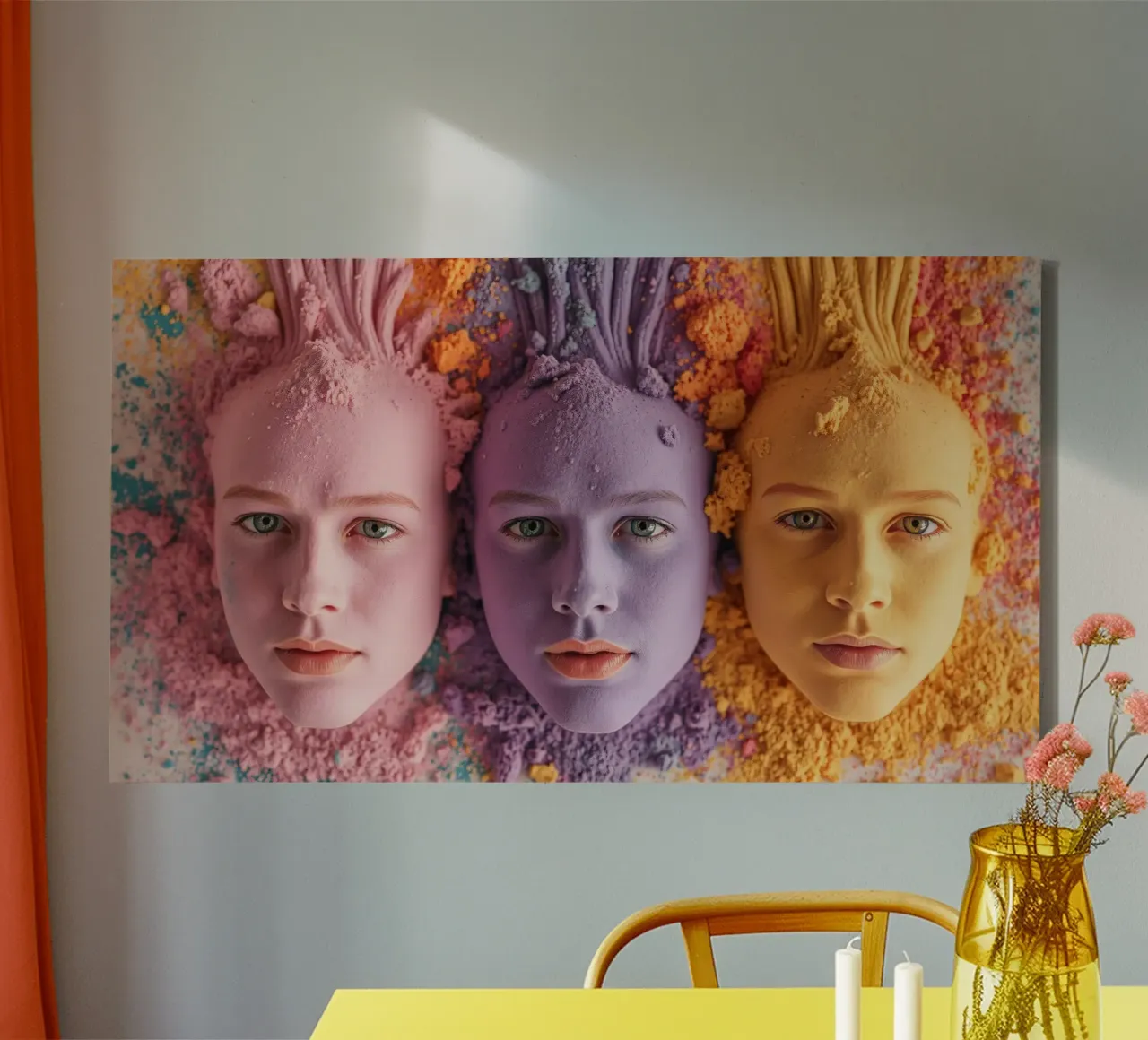 Polveri colorate espressione artistica con volti coperti tela da DesignDoodle